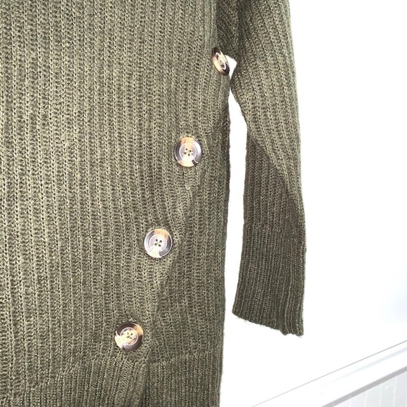 Cloth turtleneck sweater splice green knit NEW NWT button detail‎ - Picture 3 of 6